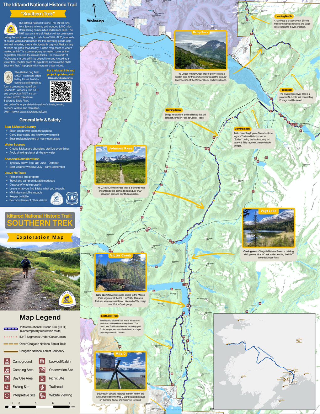 INHT Southern Trek Exploration Map from Seward to Eagle River